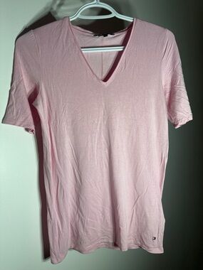 Tommy Hilfiger Pink Crewneck Tee with Signature Trim